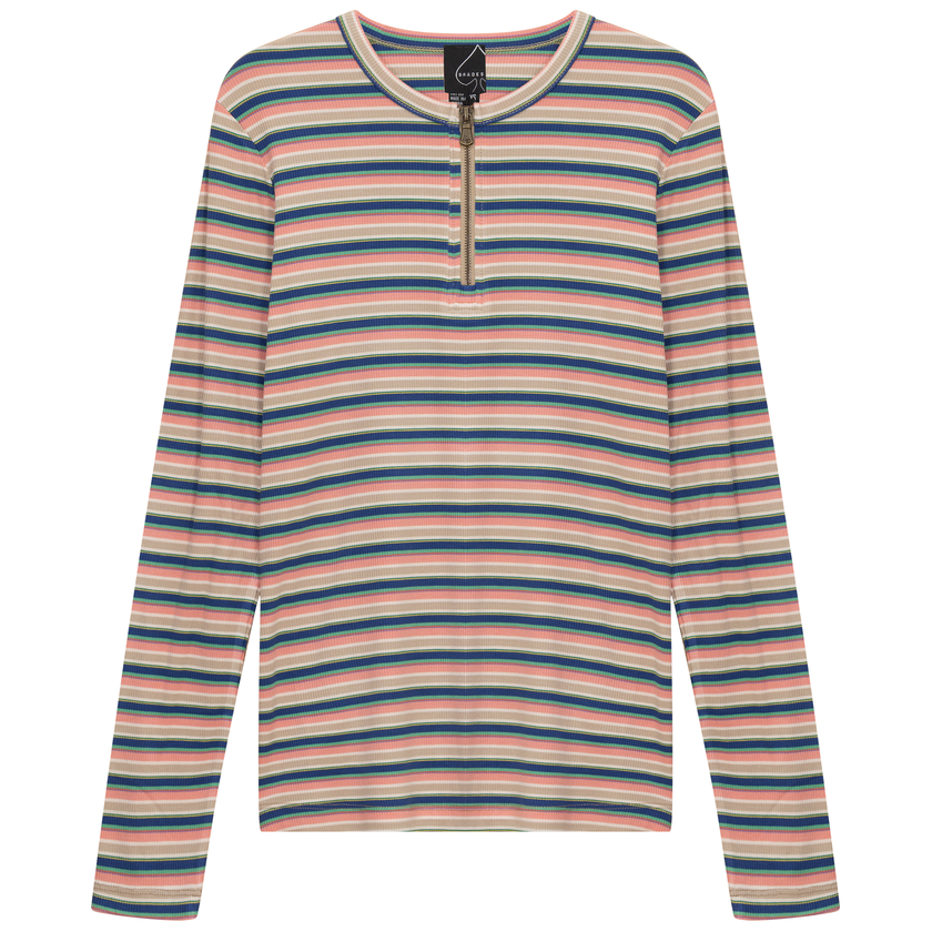 Ribbed Striped Henley Tee