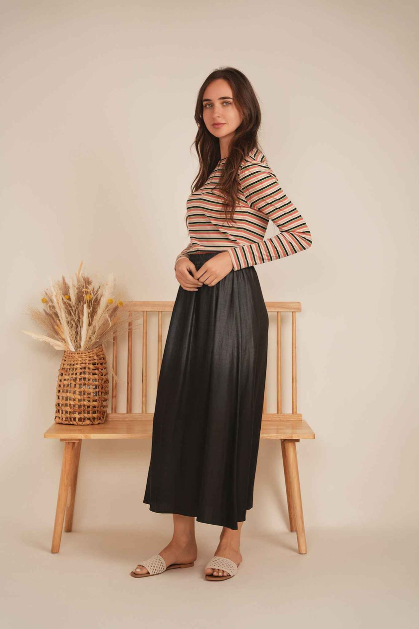 Ribbed Striped Henley Tee