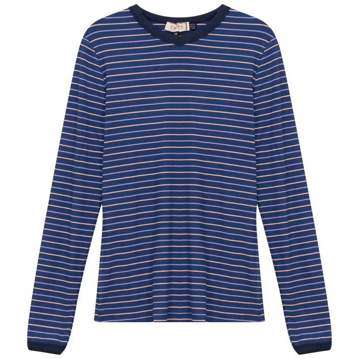 Ribbed Stripped V Neck Tee