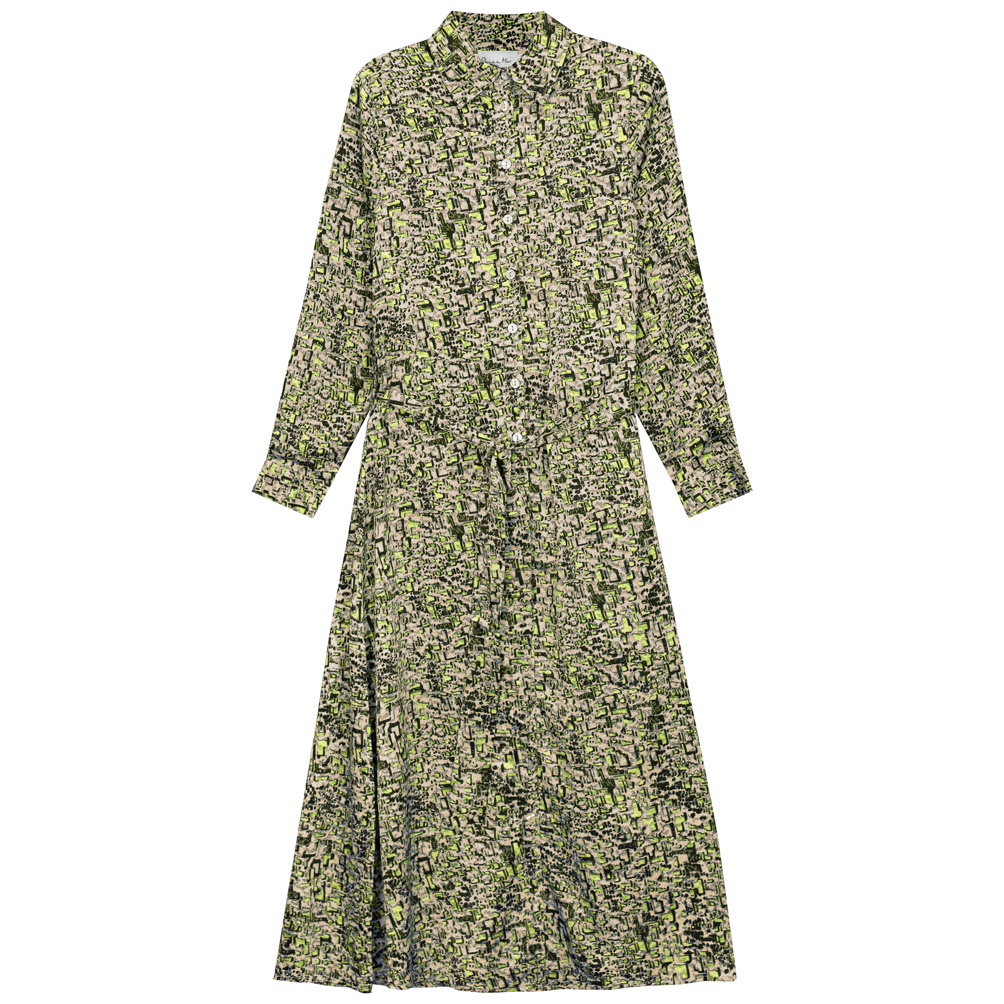 Printed Satin Midi Shirt Dress