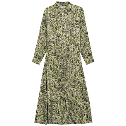 Printed Satin Midi Shirt Dress