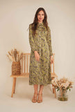 Printed Satin Midi Shirt Dress