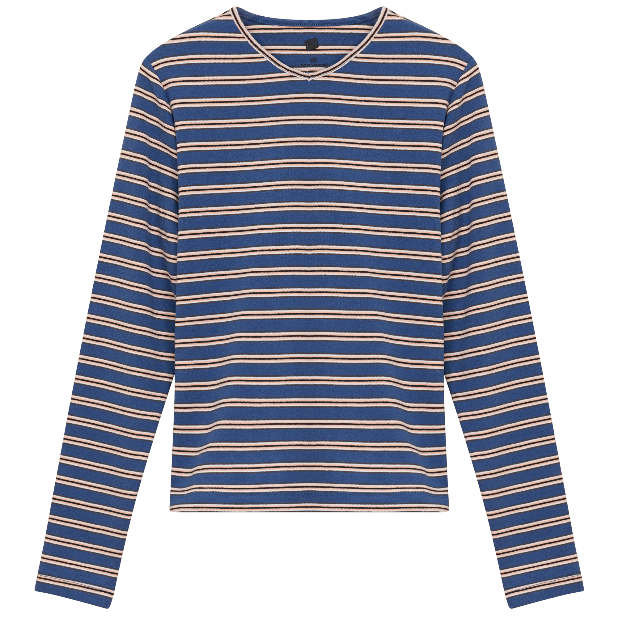 Ribbed Striped V Neck Tee With Bungee Rope