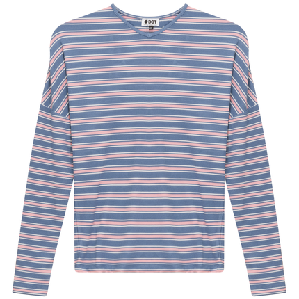 V Neck Dolman Striped Tee