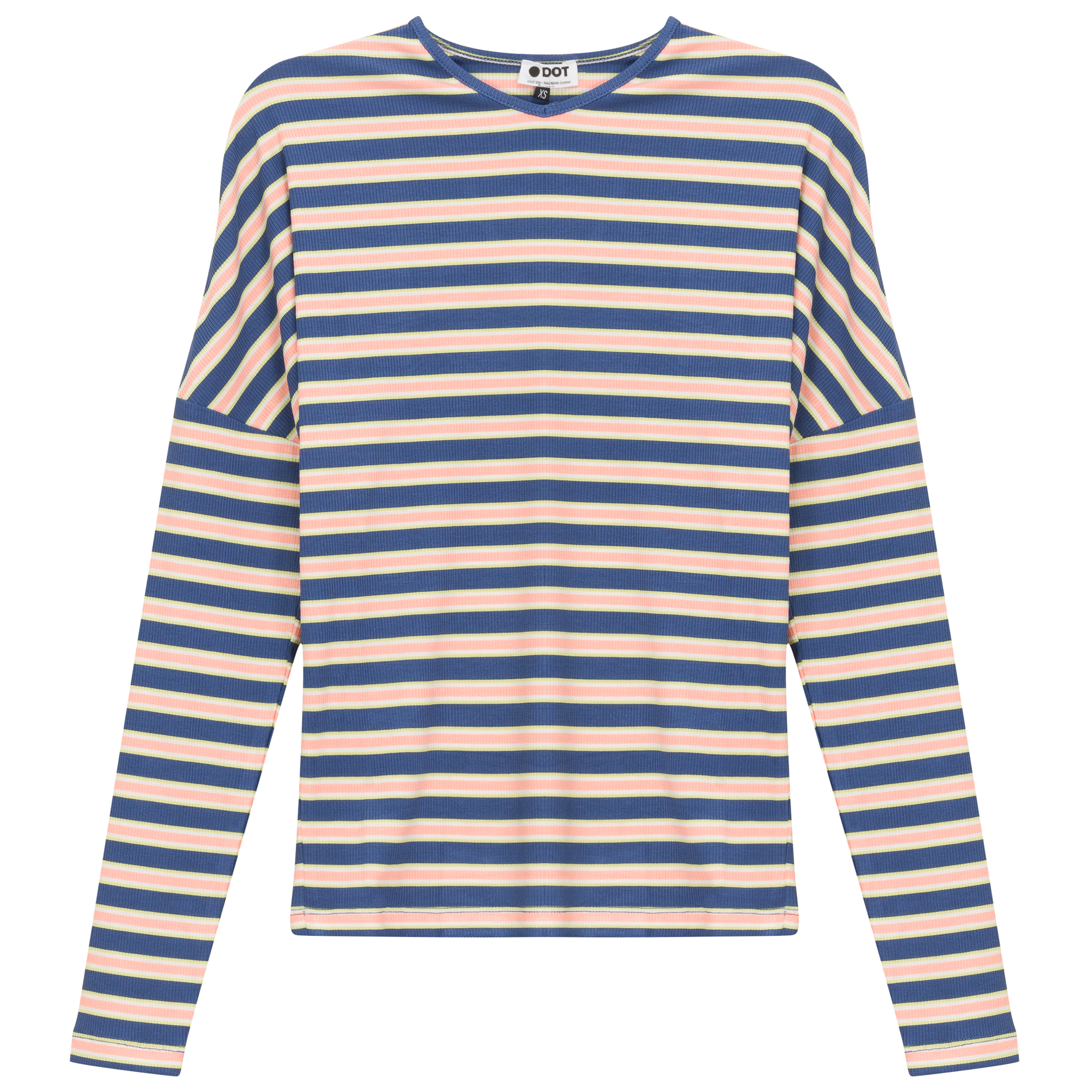 V Neck Dolman Striped Tee