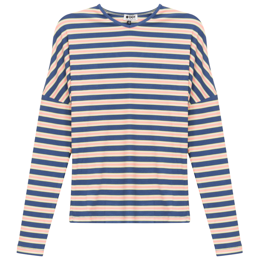 V Neck Dolman Striped Tee