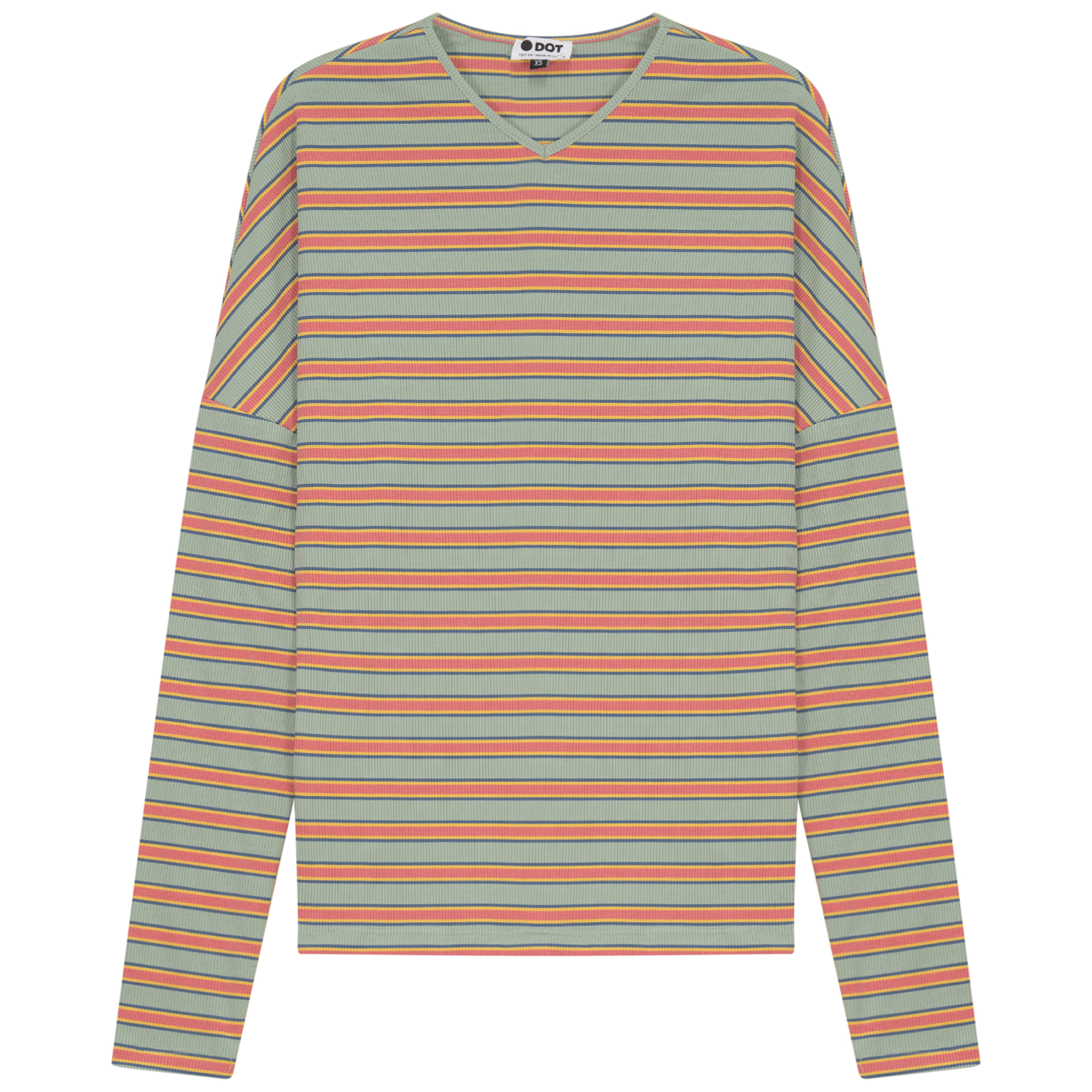 V Neck Dolman Striped Tee