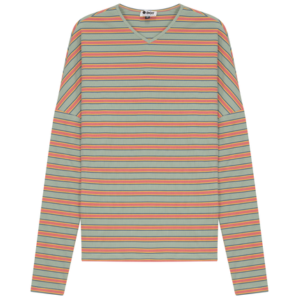 V Neck Dolman Striped Tee