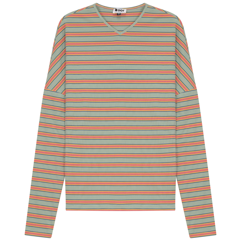 V Neck Dolman Striped Tee