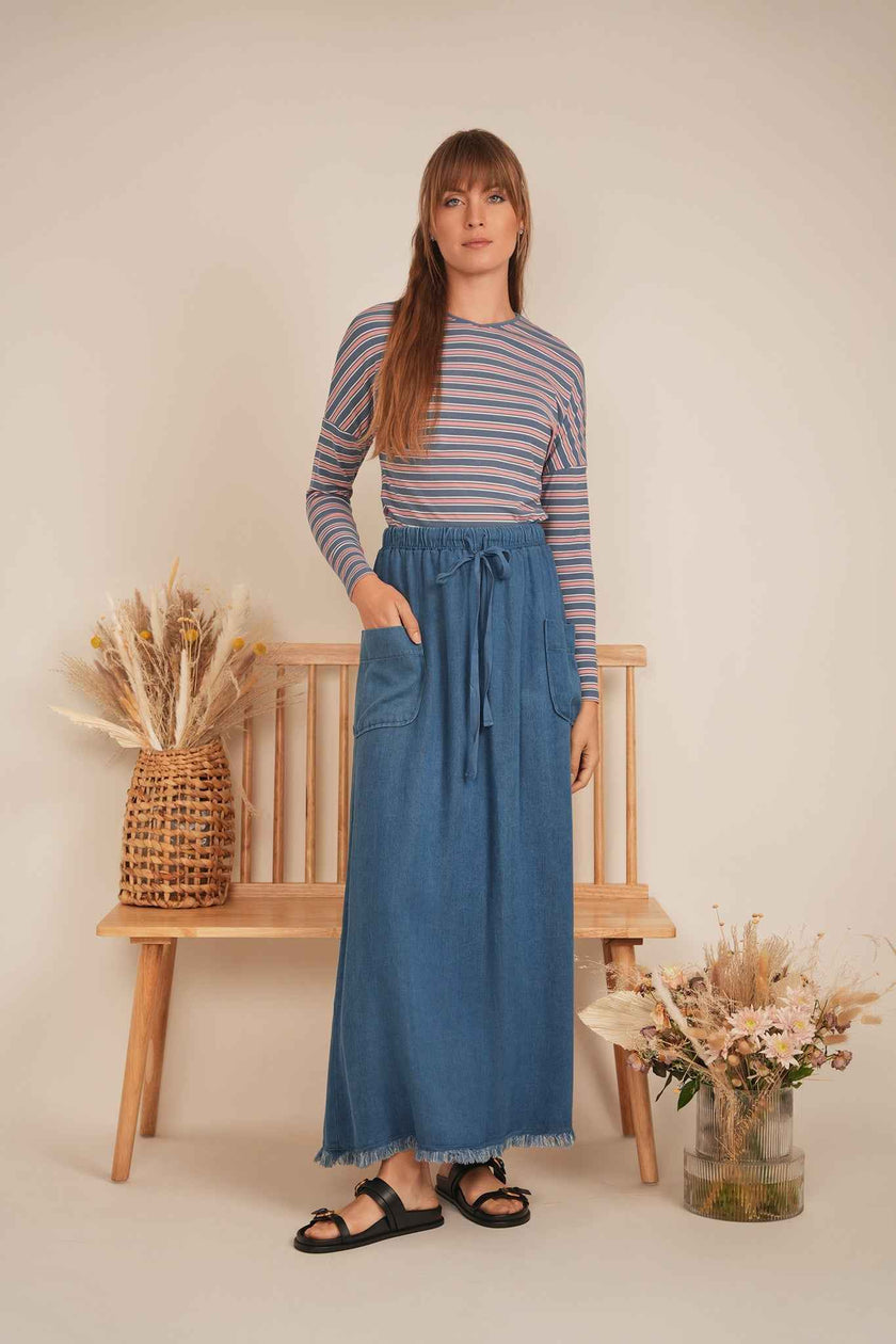 V Neck Dolman Striped Tee