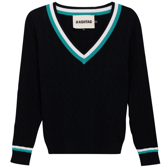 V Neck Cable Sweater