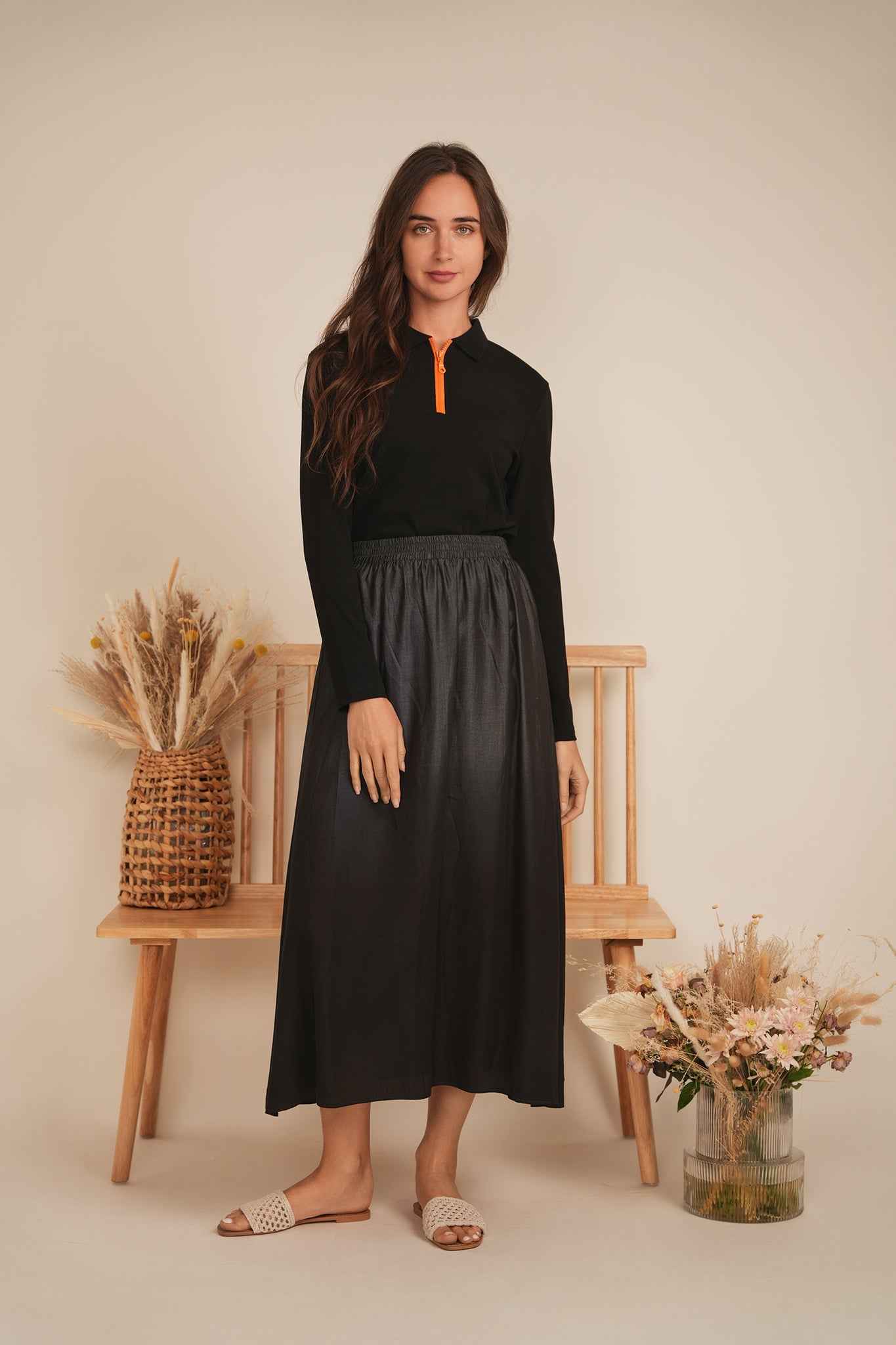 Henley Contrast Zip Tee