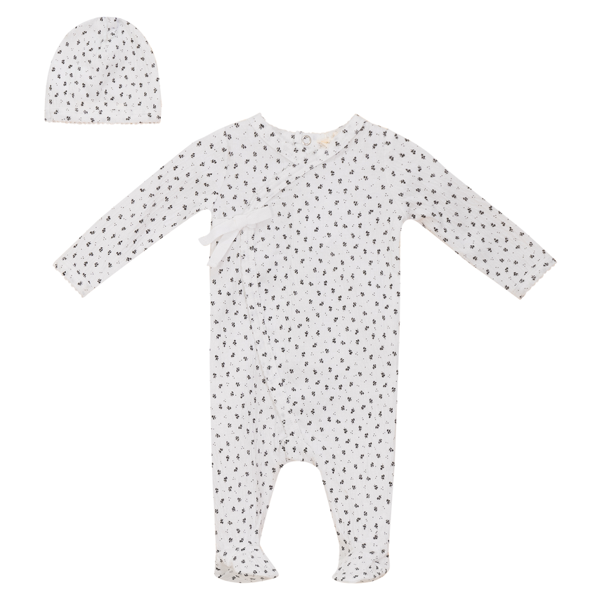 Crinkle Flower Print Onesie Set