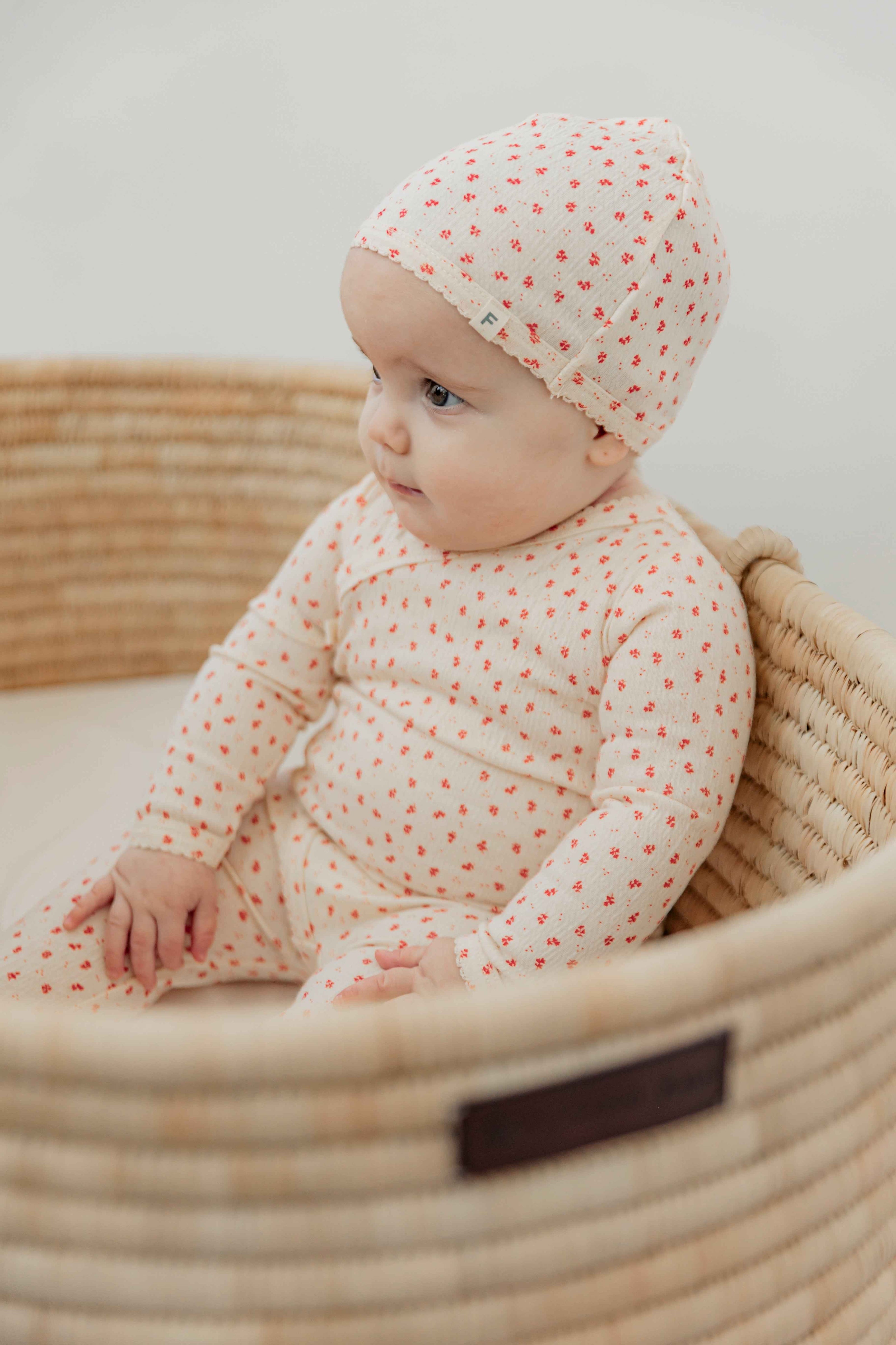 Crinkle Flower Print Onesie Set