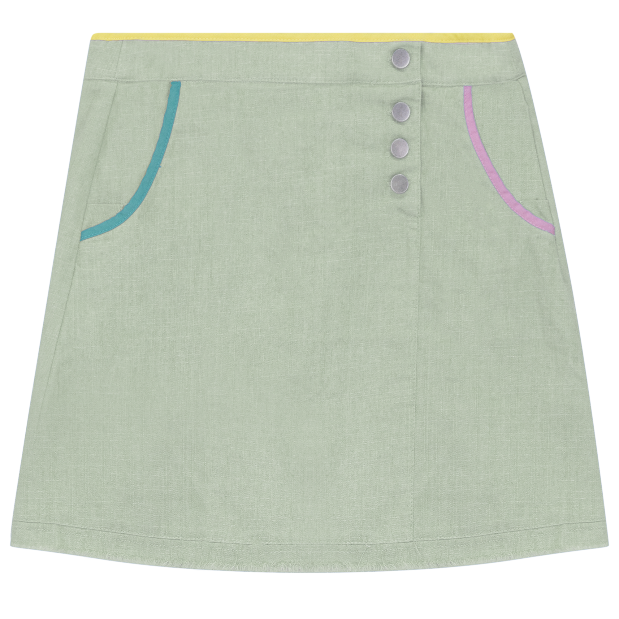Woven Denim A-Line Skirt