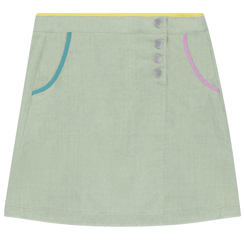 Woven Denim A-Line Skirt