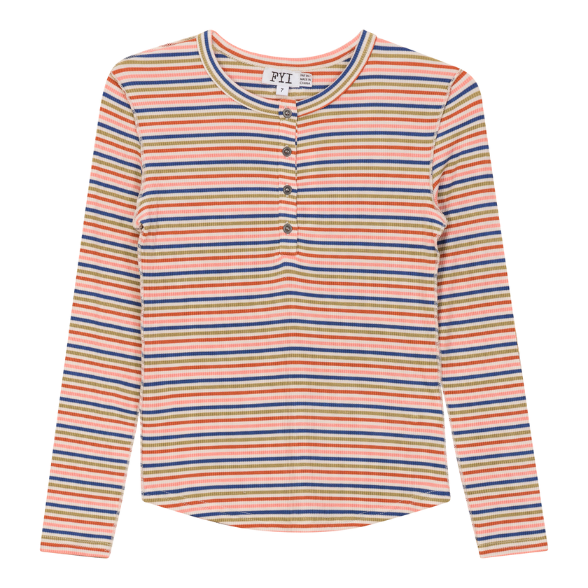 Multi Striped Ribbed Top