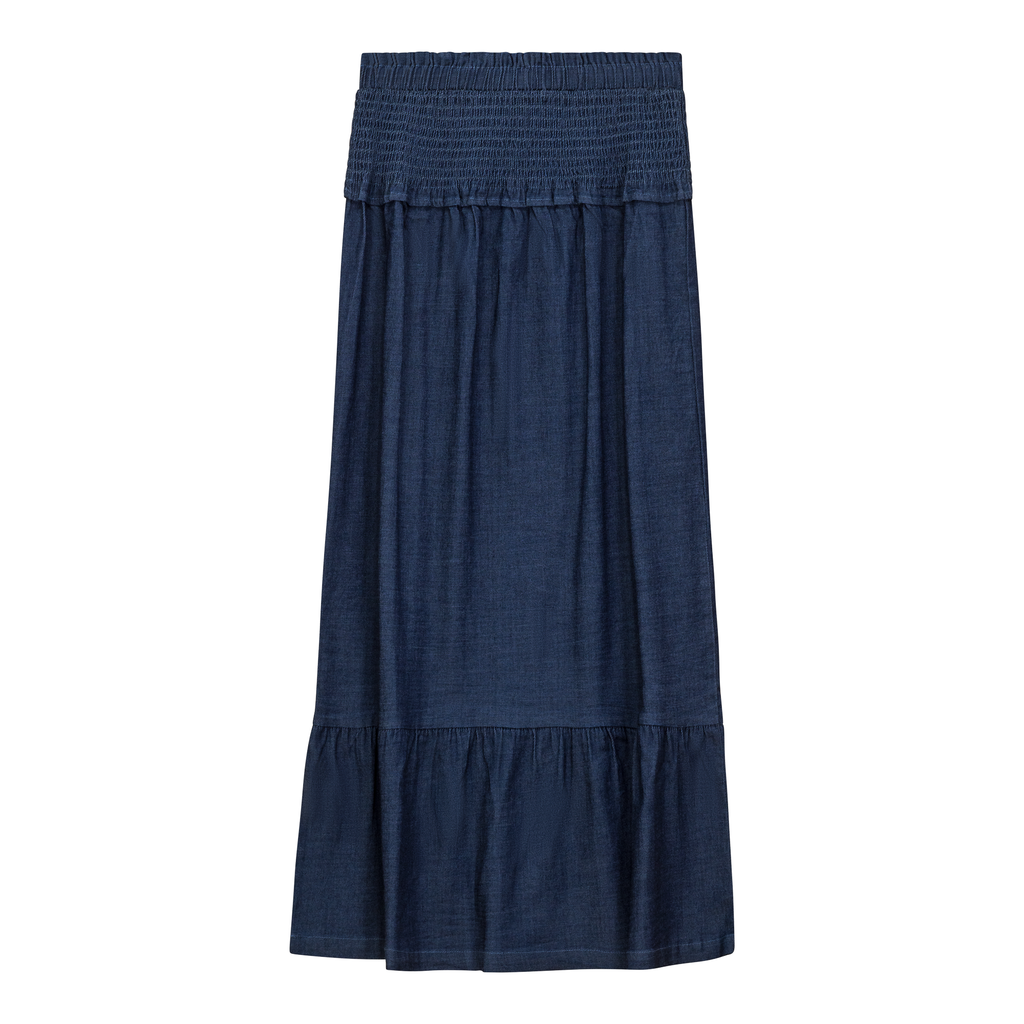 Denim Smoked Yoke Skirt