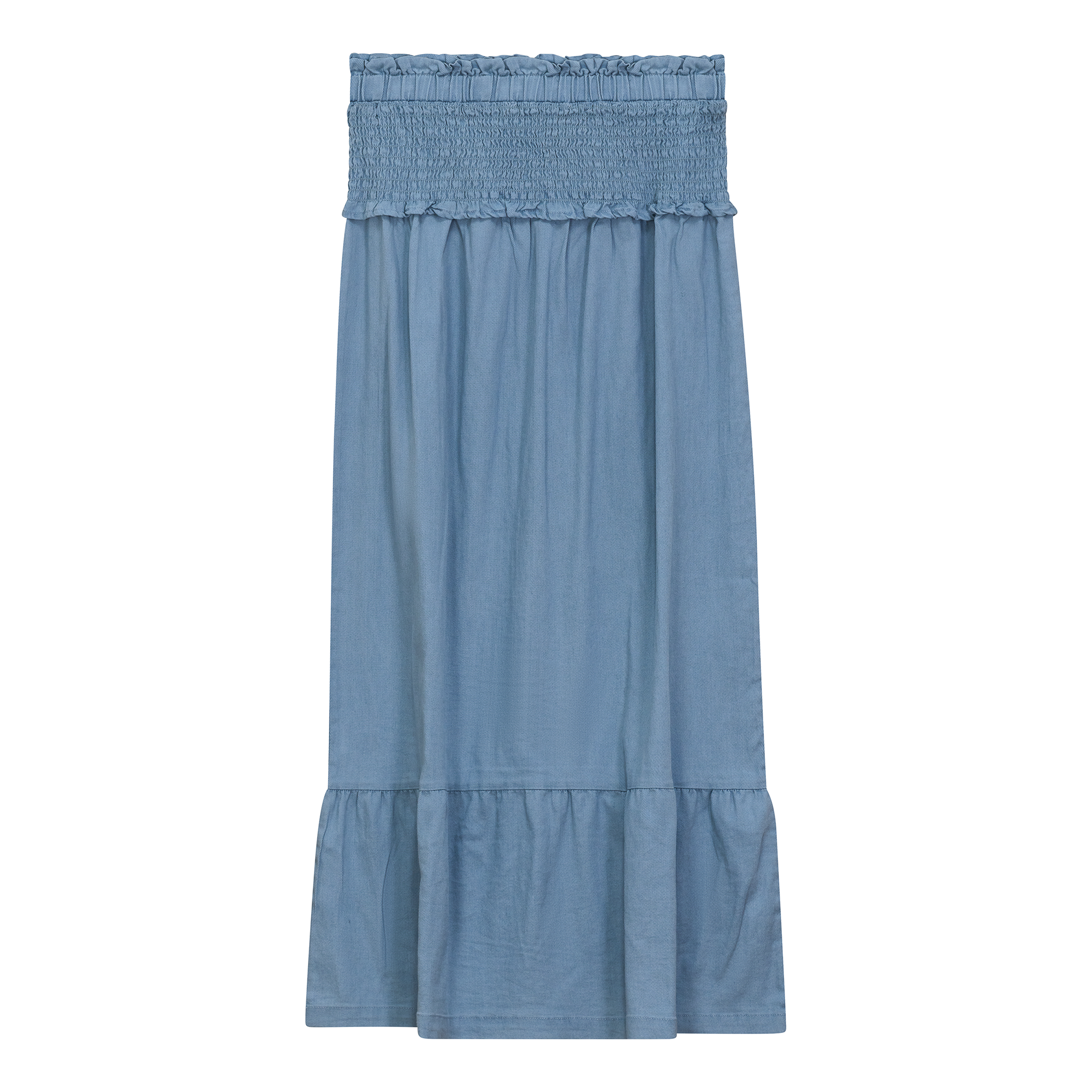Denim Smoked Yoke Skirt