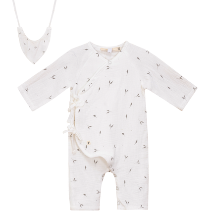 Leaf Print muslin Wrap Romper