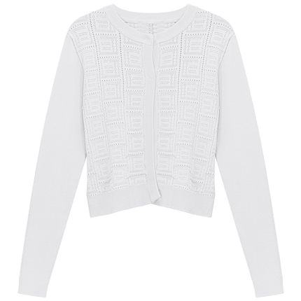 Pointelle Knit Crop Cardigan
