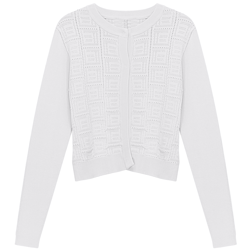 Pointelle Knit Crop Cardigan