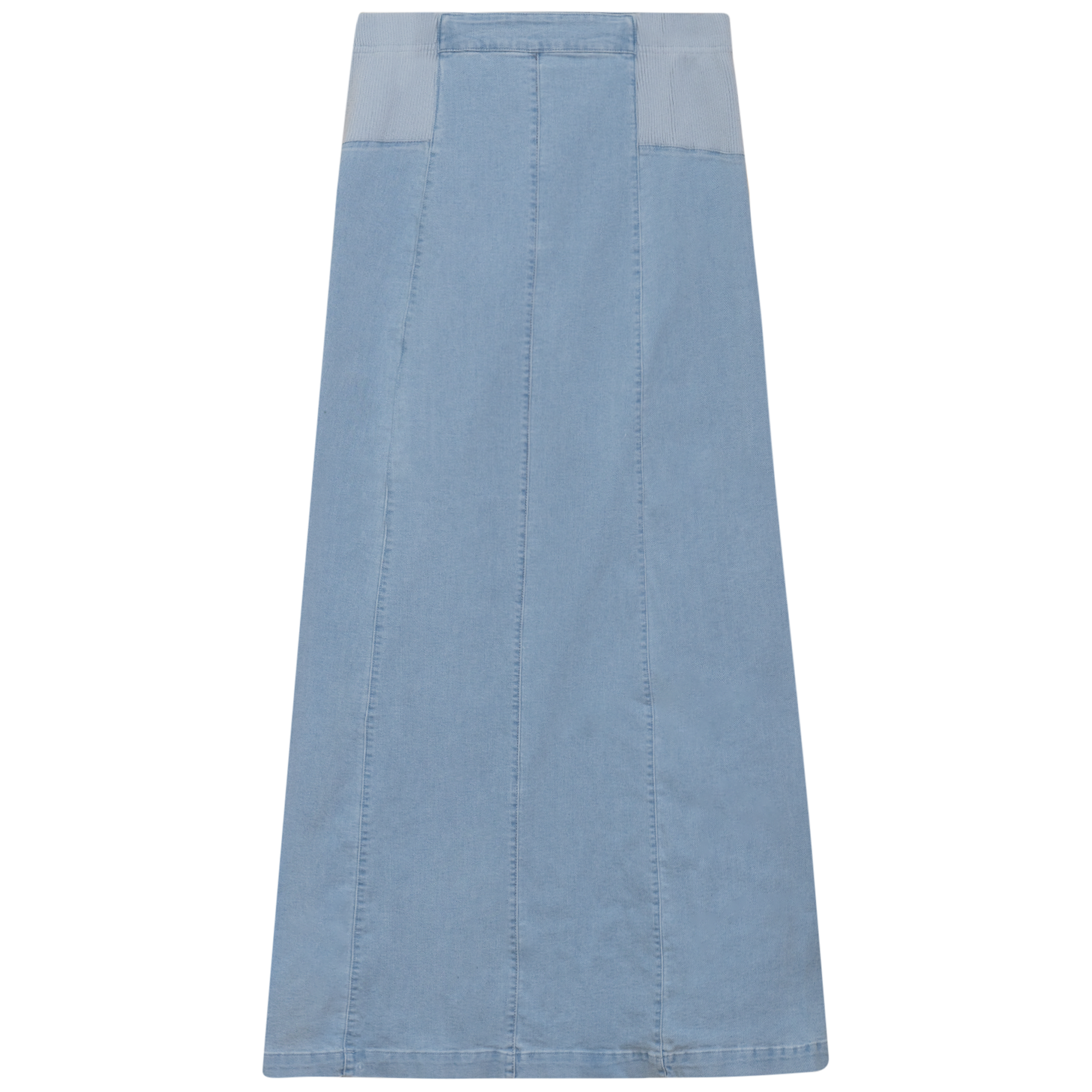 Stretch Denim Paneled Skirt