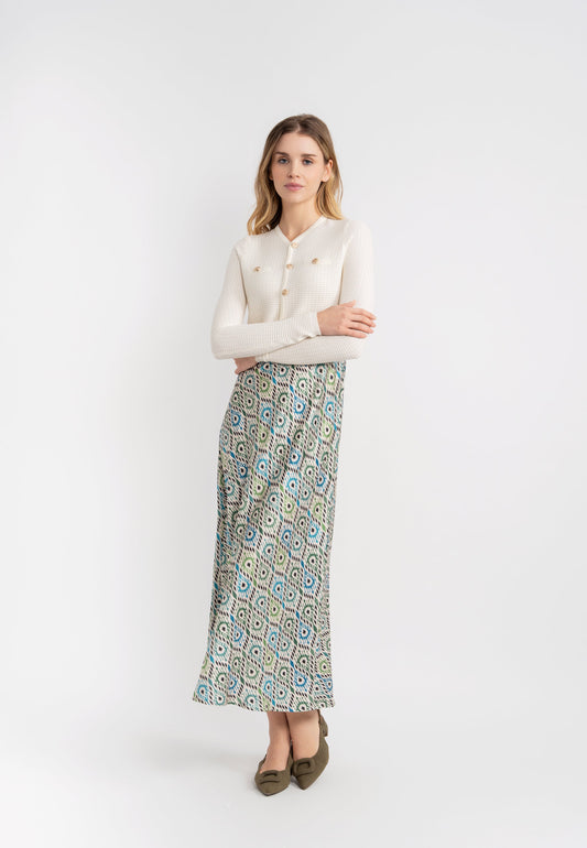 Woven Printed Midi Skirt