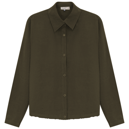 Maternity Cropped Copper Tencel Blouse