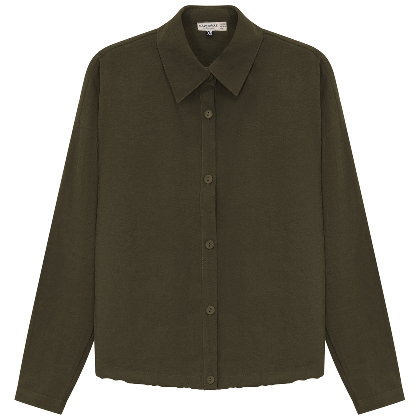 Maternity Cropped Copper Tencel Blouse