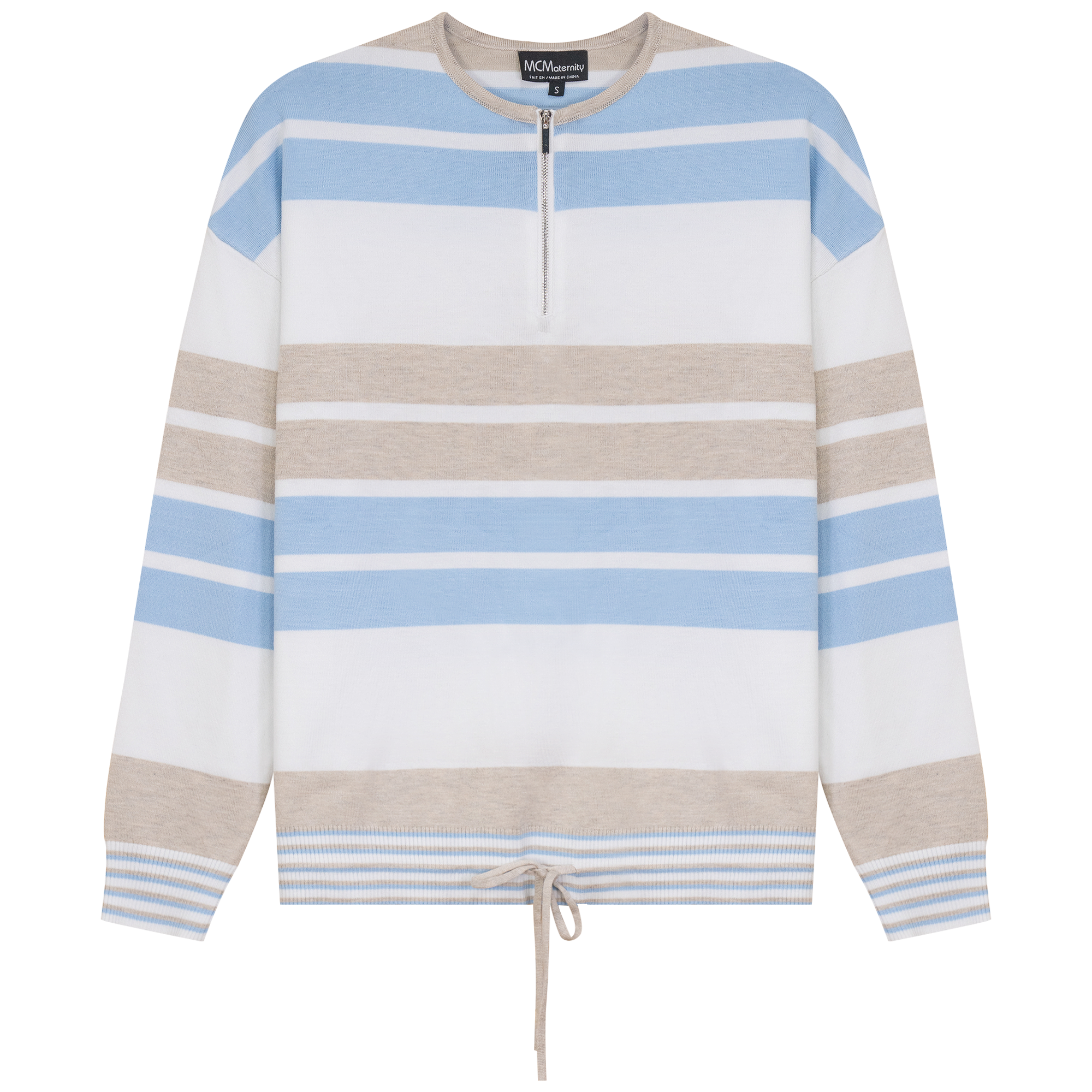 Maternity Henley Stripped Knit Bungee Sweater