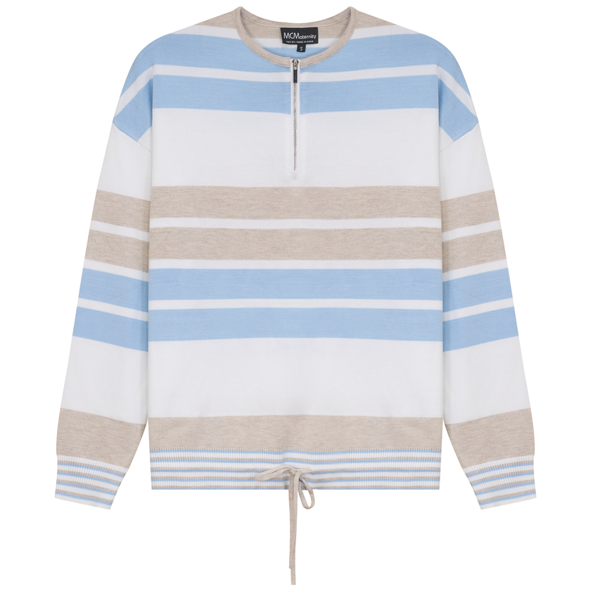 Maternity Henley Stripped Knit Bungee Sweater