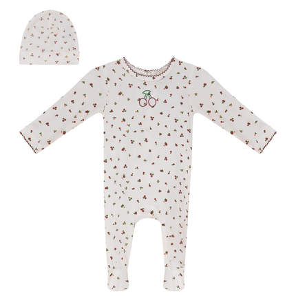 Cherry Print Onesie with Hat