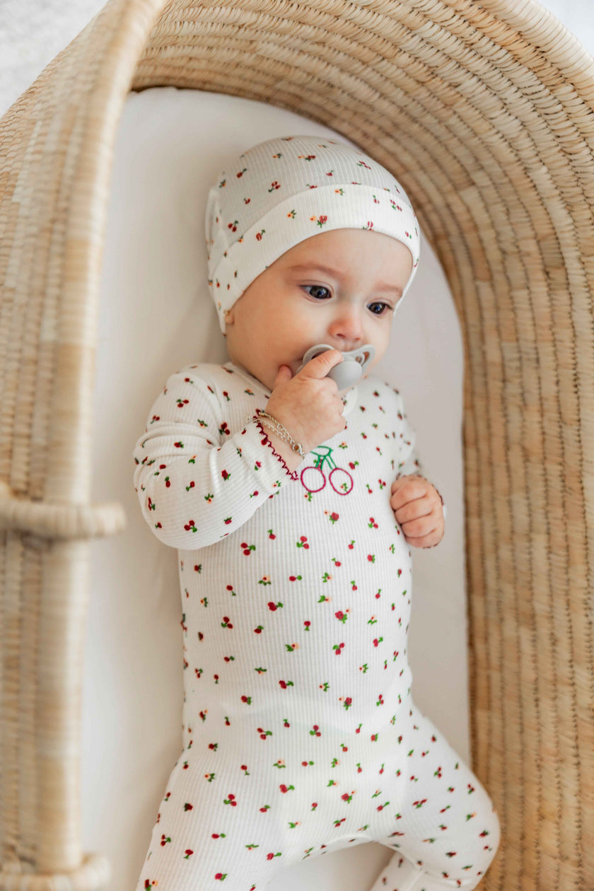Cherry Print Onesie with Hat
