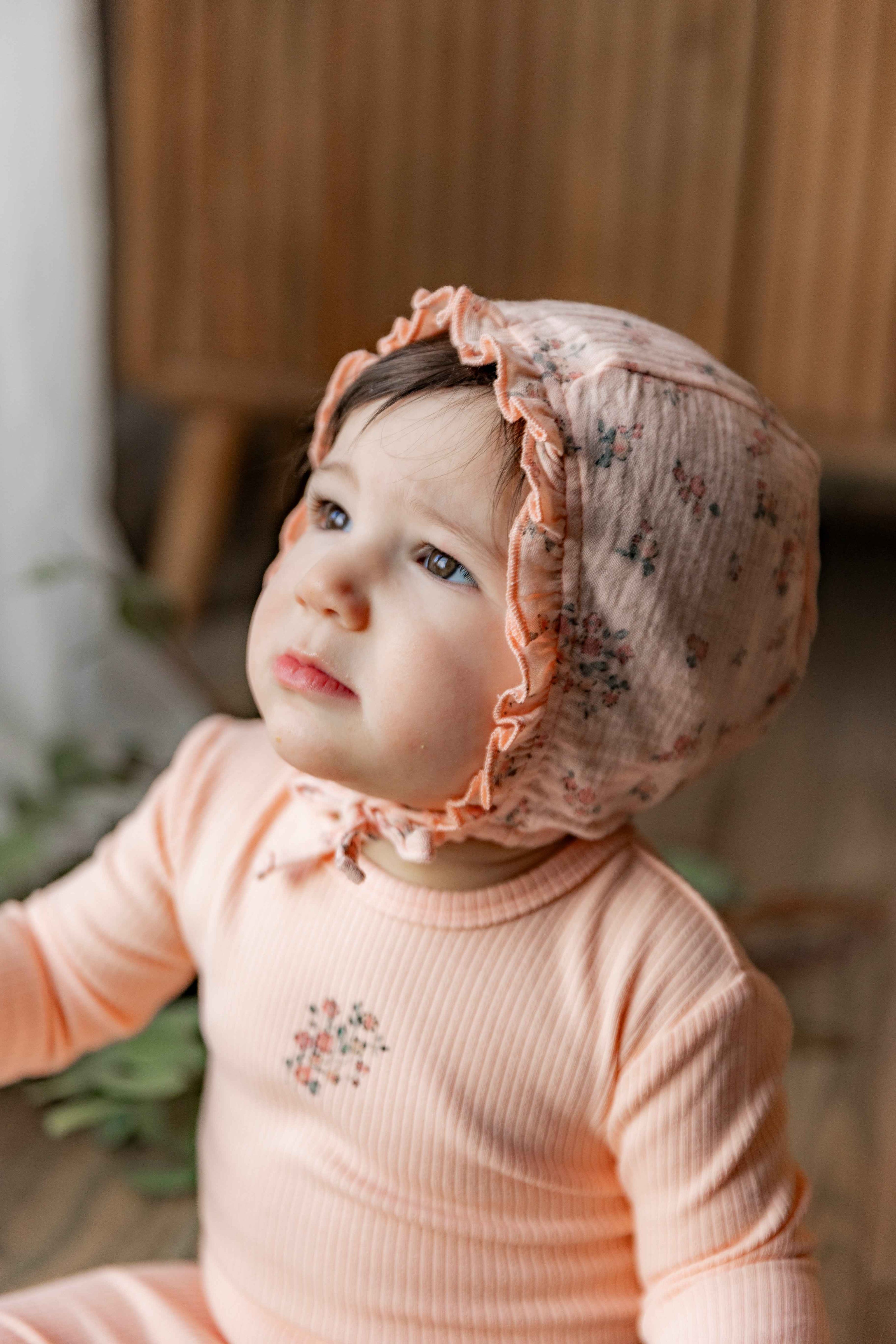 Pointelle Rib Onesie and Bonnet