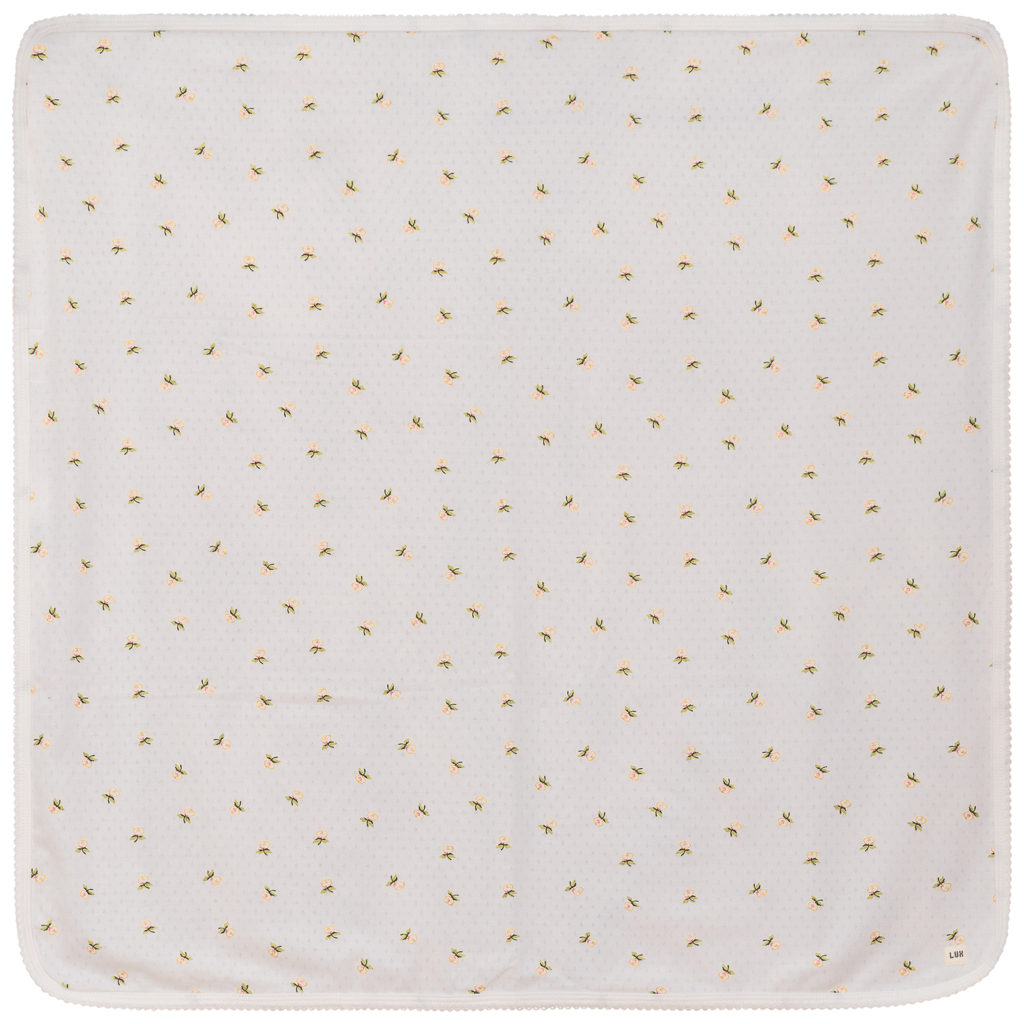 Floral Print Pointelle Blanket