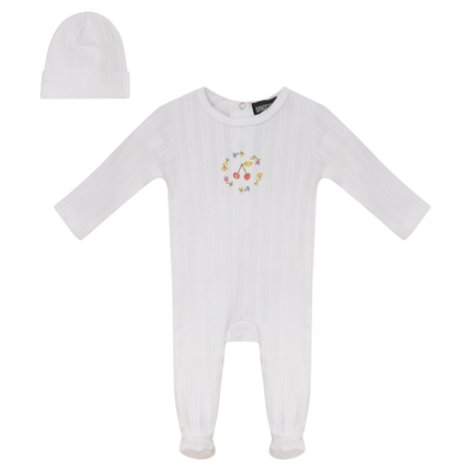 Pointelle Ribbed Onesie and Hat
