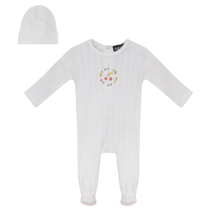 Pointelle Ribbed Onesie and Hat
