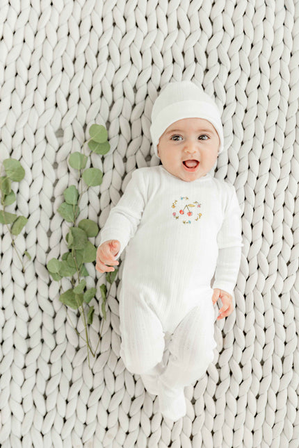 Pointelle Ribbed Onesie and Hat