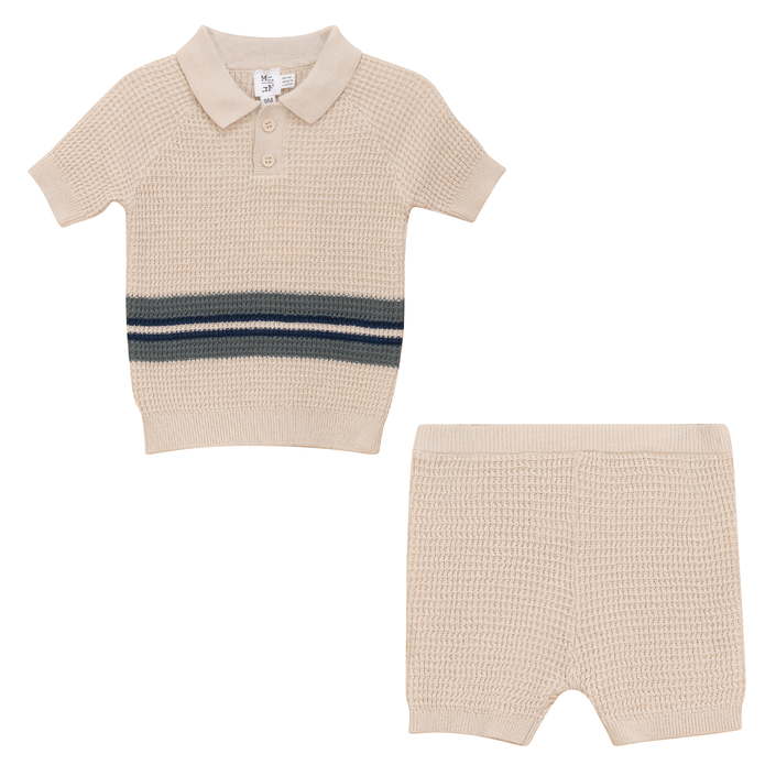 Waffle Knit Striped 2Pc Set