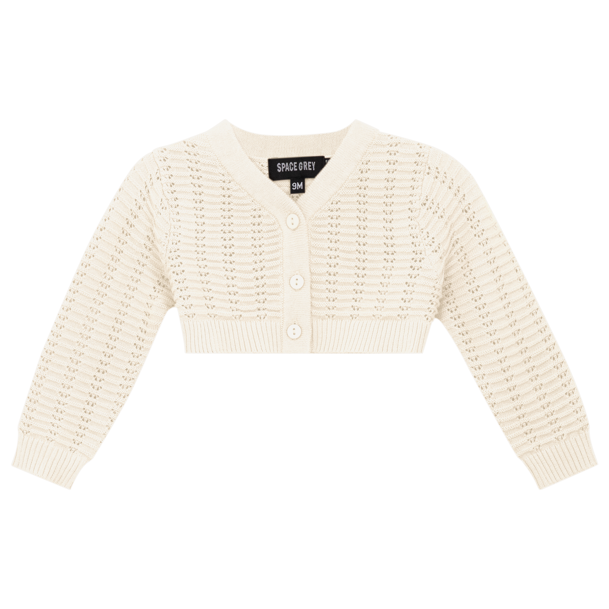 Pointelle Knit Cropped Cardigan
