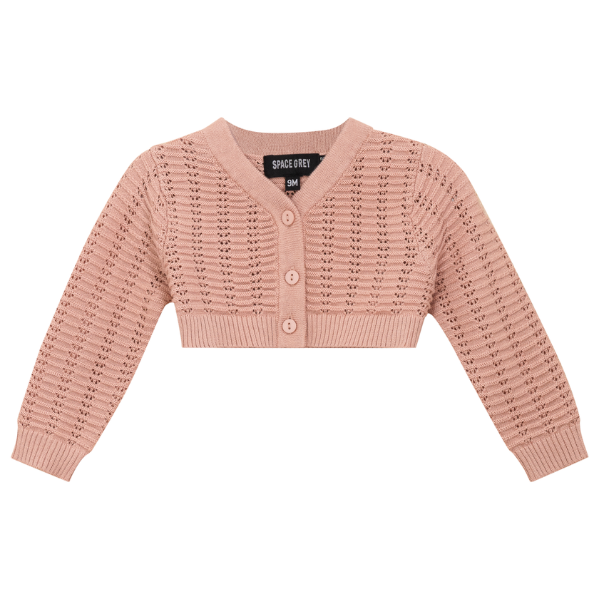 Pointelle Knit Cropped Cardigan
