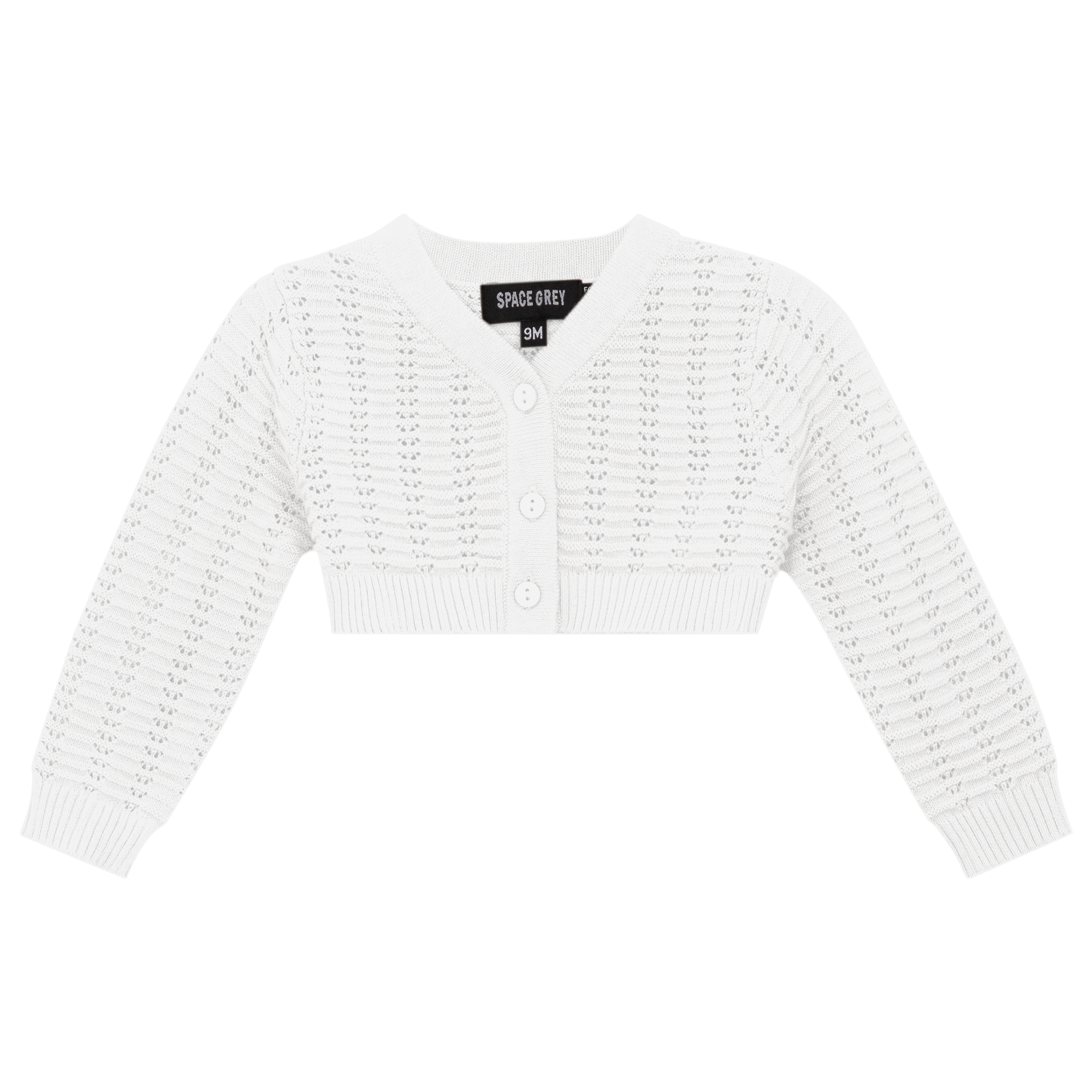 Pointelle Knit Cropped Cardigan