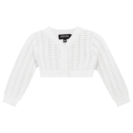 Pointelle Knit Cropped Cardigan