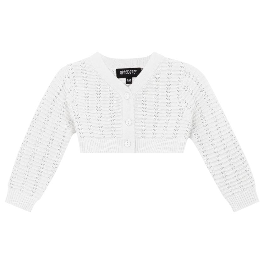 Pointelle Knit Cropped Cardigan