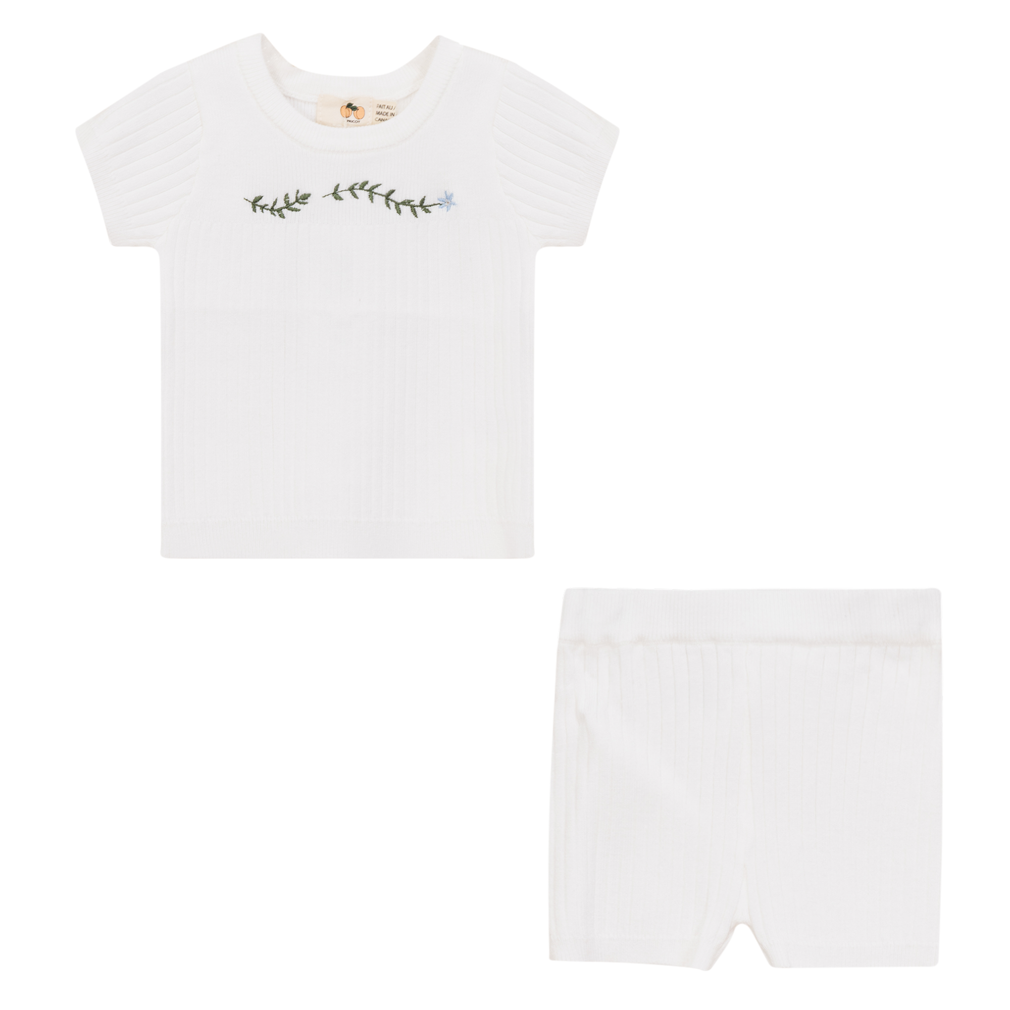 Rib knit Top and Shorts Set