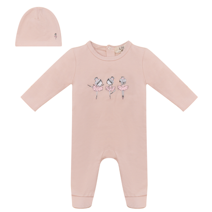 Balerina Plane Print Onesie with Hat