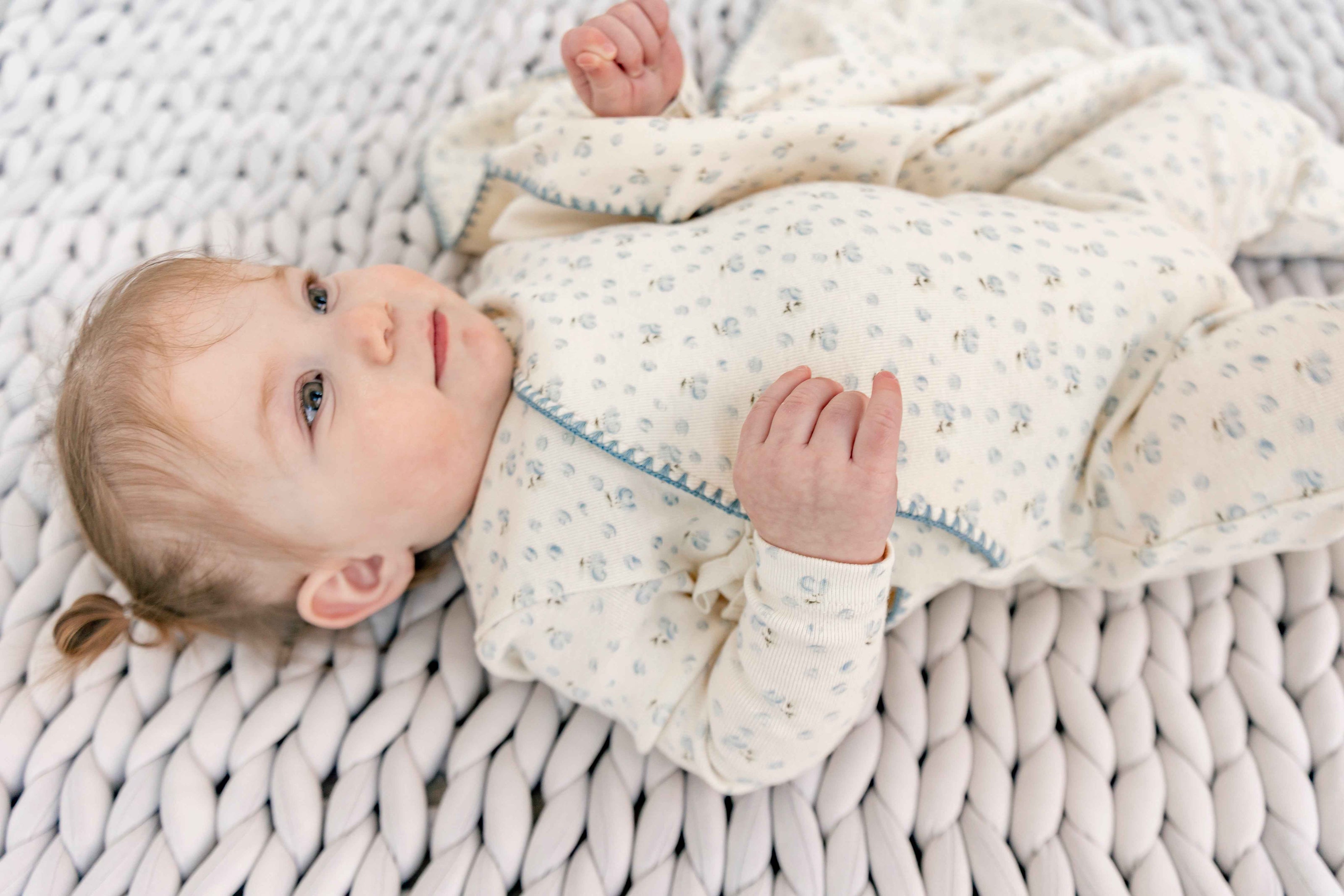 Ribbed Floral Onesie with Hat