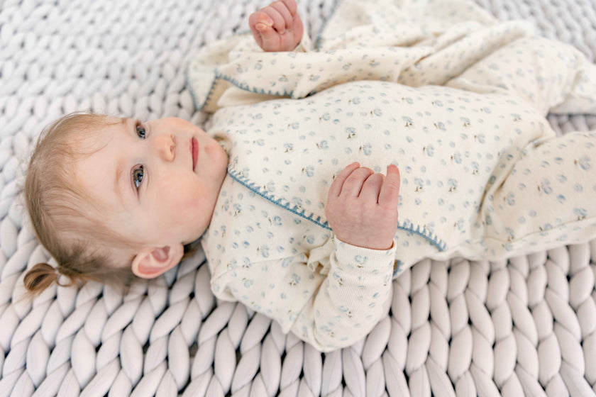 Ribbed Floral Onesie with Hat