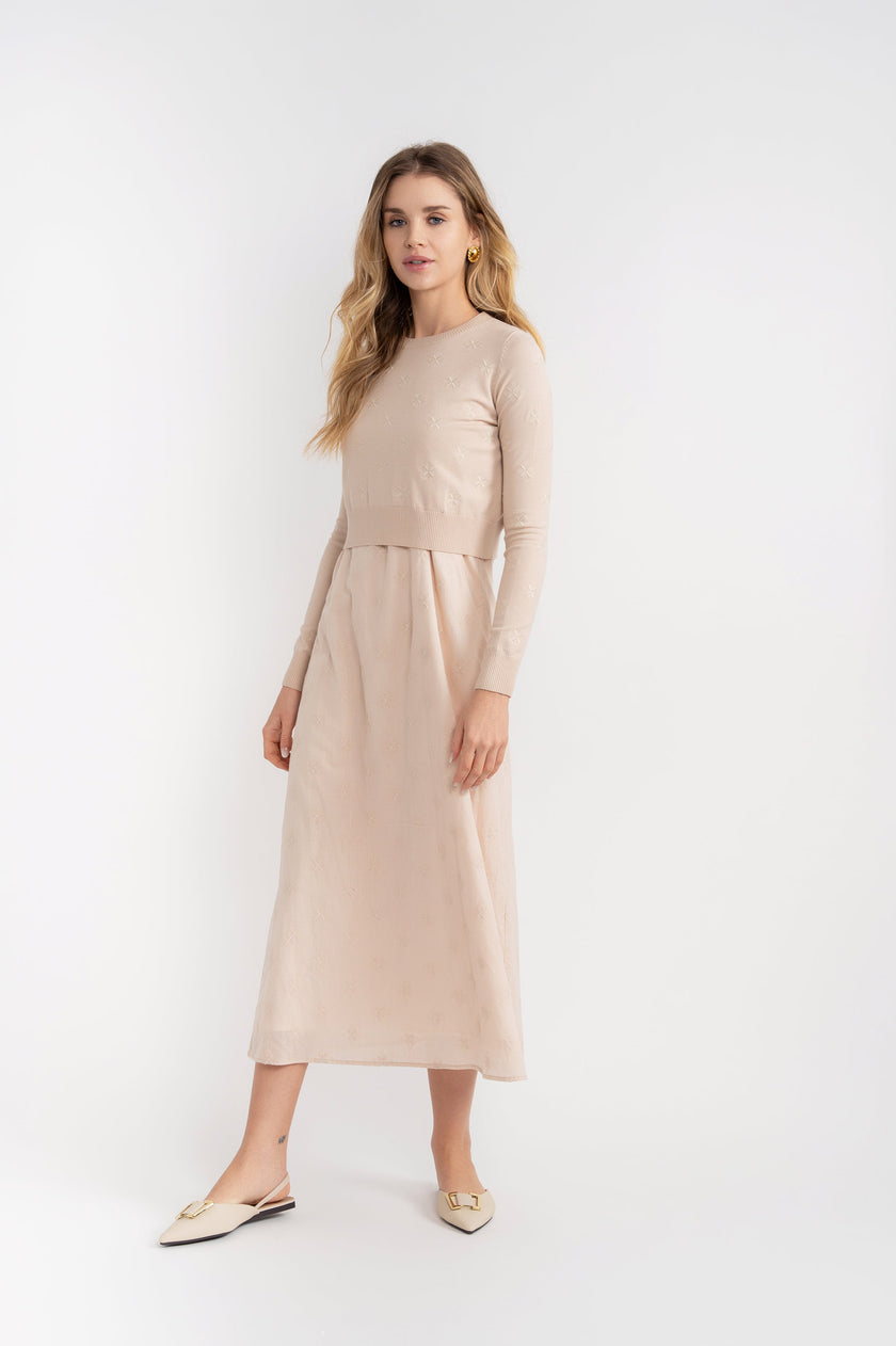 Midi Jumper with Embroidered Sweater